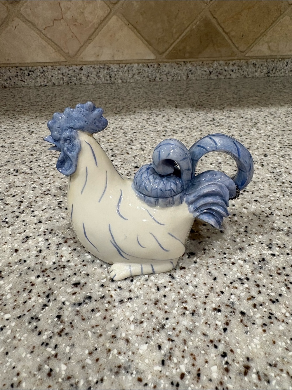 Nini Rooster Mini Teapot with Chain Hand Painted